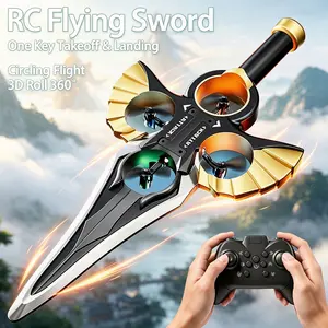 Remote Control Flying Sword Drone with Gesture Sensing, 360° Rotating & Rolling Stunt Aircraft, Multi-Speed Adjustable Hovering Flight Toy with Watch & Dual Remote Modes, Cool Stylized Design for Indoor & Outdoor Play