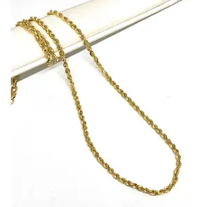 14k Solid Gold Yellow Rope Chain 18-26 inches 2.5mm (Semi-Hollow Style)