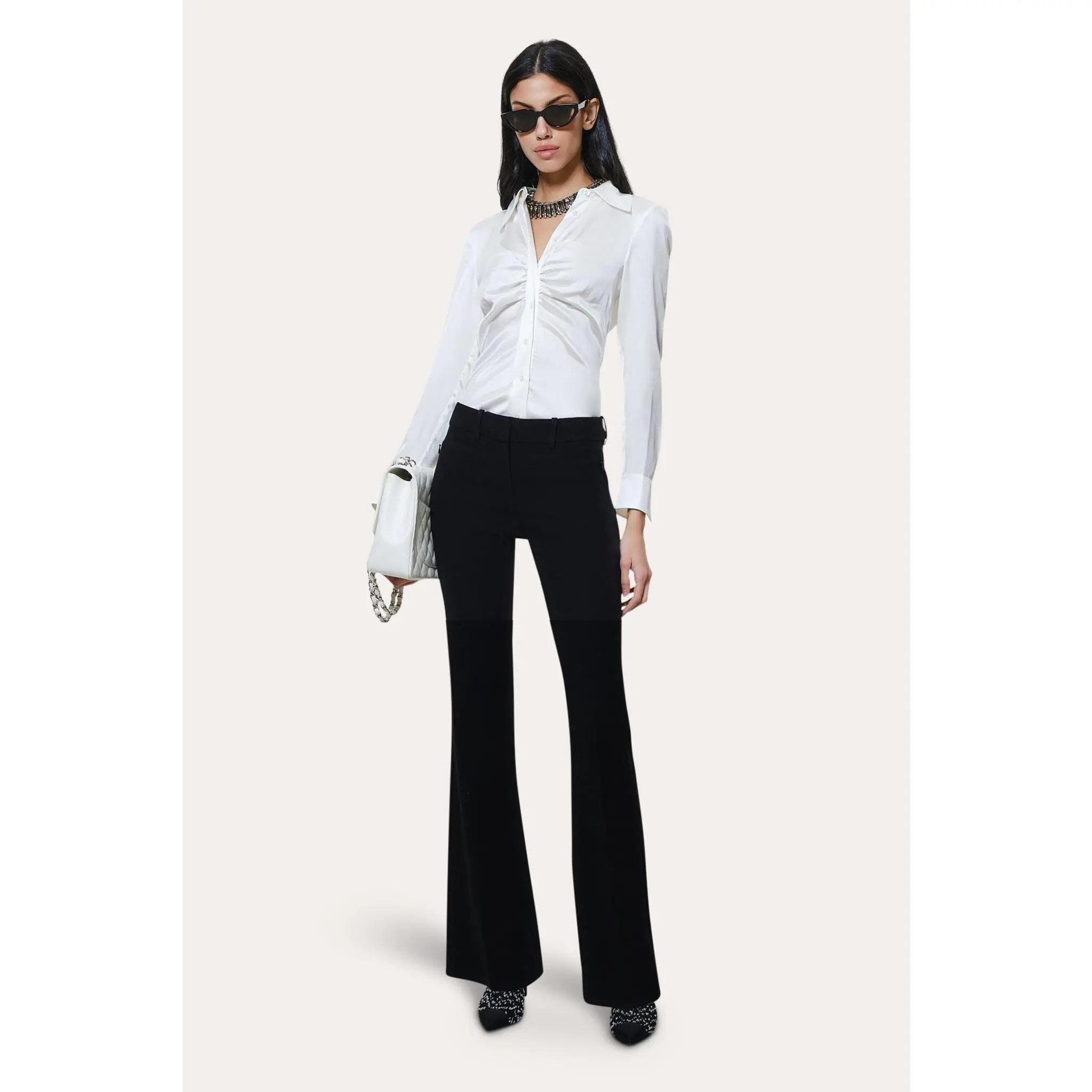 Anya Silk Charmeuse Ruched Shirt