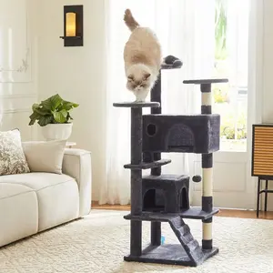 Indoor Cat Tree, Cat Tower - Multi-Level Cat Condo Cat Furniture with Scratching Post, Hammock, Cave, Anti-Tilt Stable House Condo Pet Playhouse, Easy to Assemble, Perfect Gift for Indoor Kittens And Cats, Pet Home