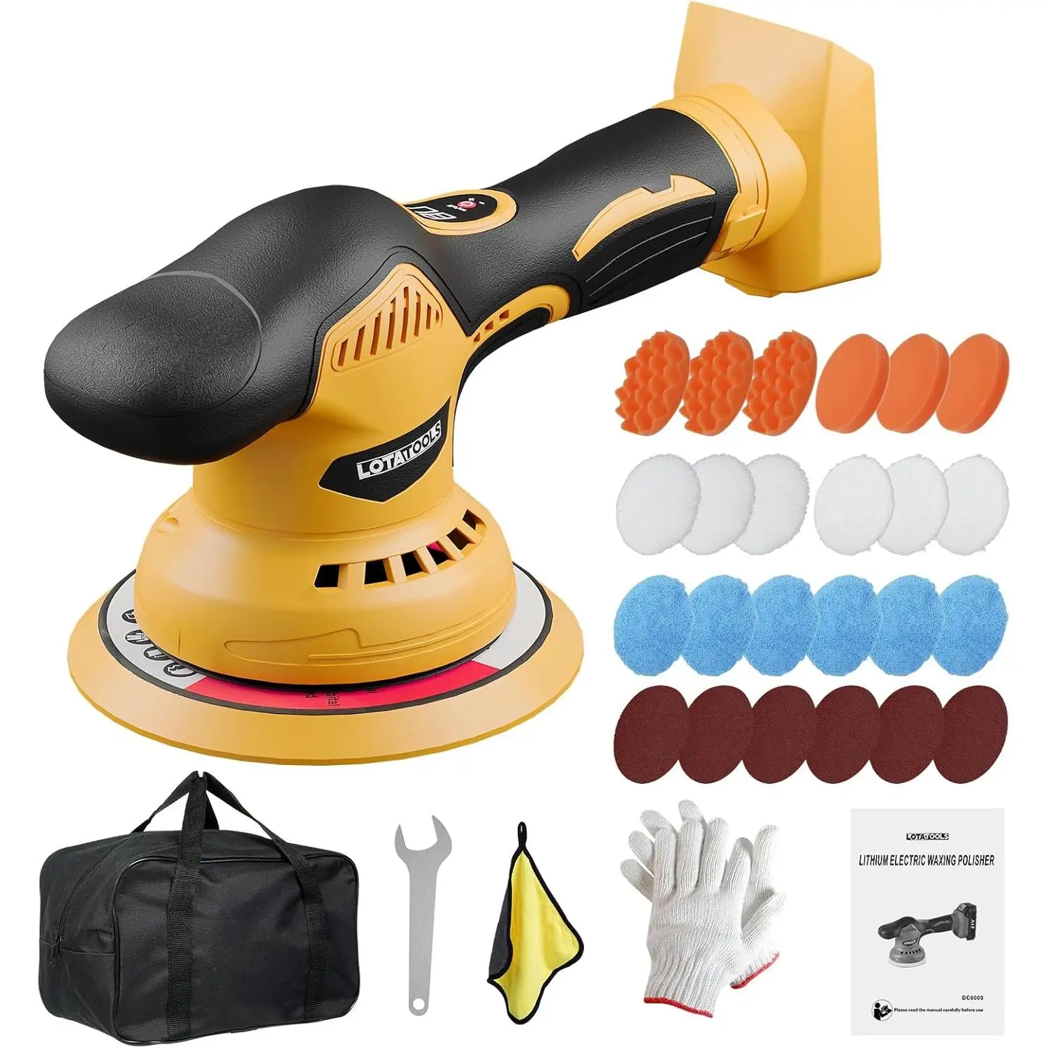 Cordless Buffer Polisher Power Tool - Dewalt 20V Battery Compatible, 5500 RPM Dual-Action Portable Random Orbital Polisher with 6 Variable Speeds