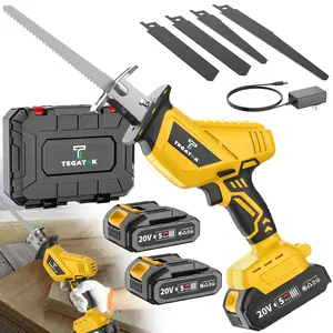 Cordless Reciprocating Saw, 20V Battery Powered, 0-3000 SPM Speed Adjustable, Tool-Free Saw Blade Replacement, Comes with Battery, Charger and 4 Saw Blades, Suitable for Cutting Wood, PVC, Metal Pipes, DIY.
