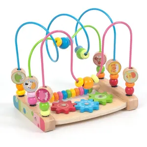 Bead Maze for Babies, Wooden Educational Abacus Beads Circle Toddler Toys - Colorful Roller Coaster Activity Game, Great Gift for Babies Toddlers Girls and Boys