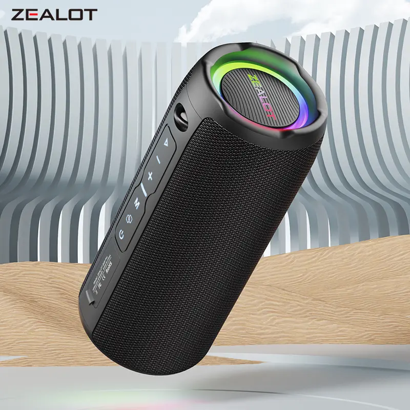 【 ZEALOT 】Portable Bluetooth Speaker, Bluetooth Wireless Speaker, Outdoor Speaker Waterproof, IPX6, 40W Loud Stereo Sound Deep Bass, Long Playback Time, USB/TF/AUX, Phone Speaker, Beach, Hiking, RGB Ambient Light