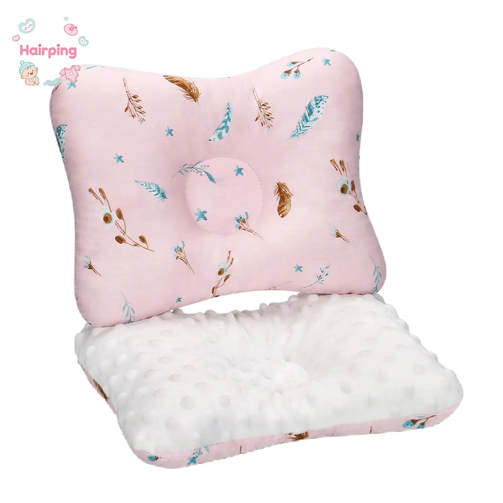 Baby Head Shaping Pillow Soft Double Sided Anti Flat Head Pillow Sleeping Support Pillow for Infant Flat Head Prevention