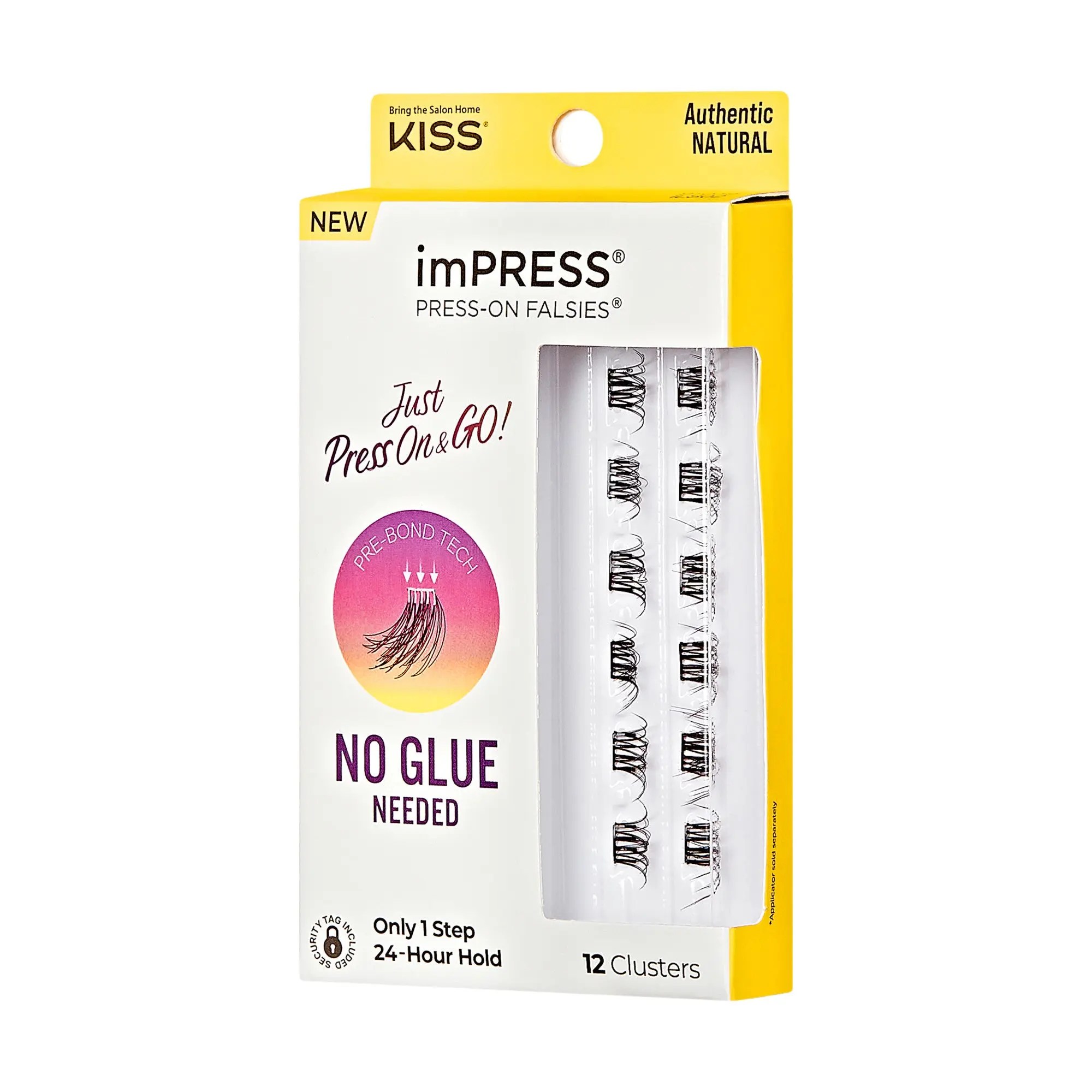 Impress Falsies Self Adhesive Eyelashes, 12 Lash Clusters - Authentic