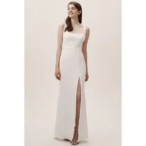 Anthropologie BHLDN Adena Crepe Dress Maxi SIZE 4 Ivory