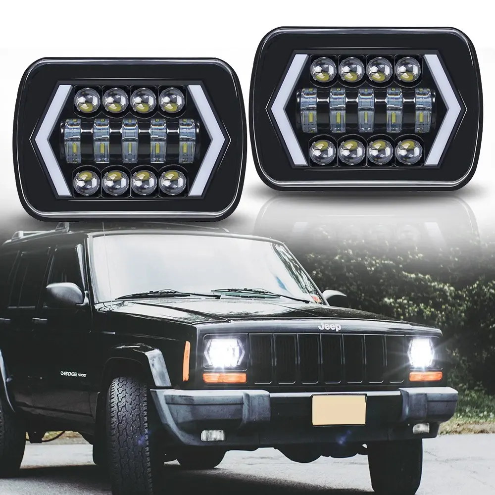 5x7 LED Headlight 85W 7x6 LED Headlights for Jeep Wrangler YJ Cherokee XJ Truck IP67 Waterproof Multifunctional Design Plug & Play High Quality ABS Housing