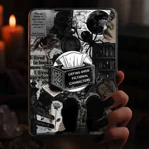 Crying over Fictional Characters Black Gothic Tissue Box Kindle Grip Dark Romance Magnetic Holder Magsafe Phone Kindle Accessory