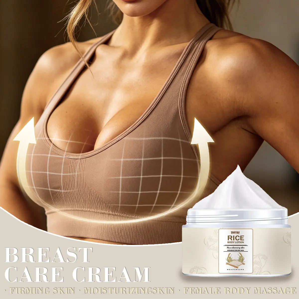 Bust Firming Cream with Hyaluronic Acid & Vitamin C - Hydrating Moisturizer with Argan Oil for Dry, Smooth Skin, Glycerin, Moisturizing, Lotion, Body Care, Cosmetic, Lightweight