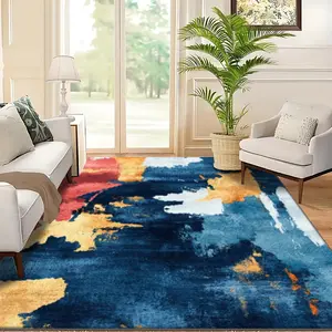 Velvet Soft Comfort Blue Ink Pattern Print Rug, Home Decor Carpet, Living Room Large Mat, Sofa Pad, Door Mat, Coffee Table Mat, Decorative Area Rug