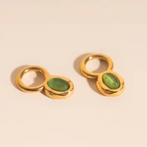 Stone Chunky Huggie Hoop Charms