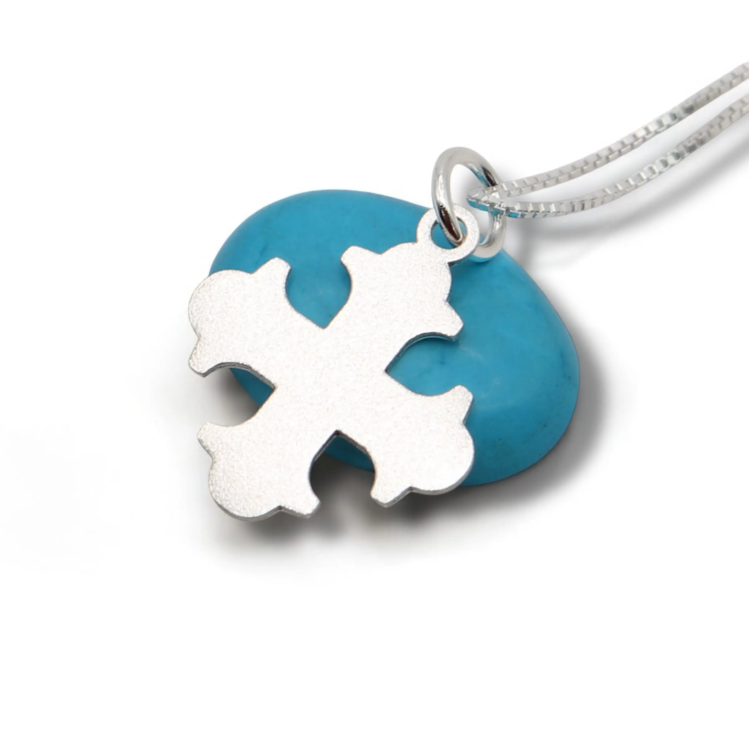 Sterling Silver Jerusalem Cross Necklace for Women - Solid Rounded Christian Pendant - Handmade 925 Religious Jewelry - Satin Matte Finish