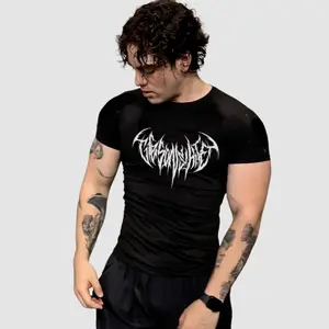 Men's Muscle Fit Compression T-Shirt Quick Dry Gym Shirt High-Elastic Breathable Workout Top Fitness Running Cycling Bodybuilding Summer Training Stretchy Sportswear Tshirt
