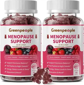 GREENPEOPLE Menopause Gummies for Women, 16-in-1 Menopause Relief with Black Cohosh, Vitex & Beef Organs for Hormone Balance, Hot Flash & Mood Support, 60 Gummies (2 Packs), 60 Day Supply