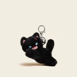 Black Fluffy Cat Bag Pendant, High-End Plush Toy, Holiday Gift, Couple'S Keychain Fashion Bag Charm Pendant For Women Bag Accessory Purse Charm Decoration Gift