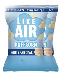 Like Air Puffcorn White Cheddar 2 4oz Bags Gluten Free Non GMO Snack Melts in Mouth Soft & Easy to Enjoy