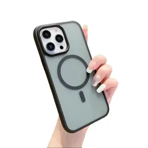 Magnetic Matte Phone Case for iPhone 17 16 15 14 13 12 Pro Pro Max Plus, Compatible with Magsafe, Military Grade Drop Protection, Full Camera Cover, Semi Transparent Shockproof Slim Case