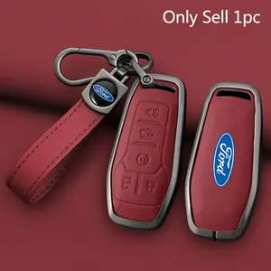 Zinc Alloy 5 Buttons Car Key Case Cover Key Bag Shell Holder For Ford Fusion F-150 Edge Explorer Mustang Auto Key Protection Accessories Car Key Protector Car Accessory