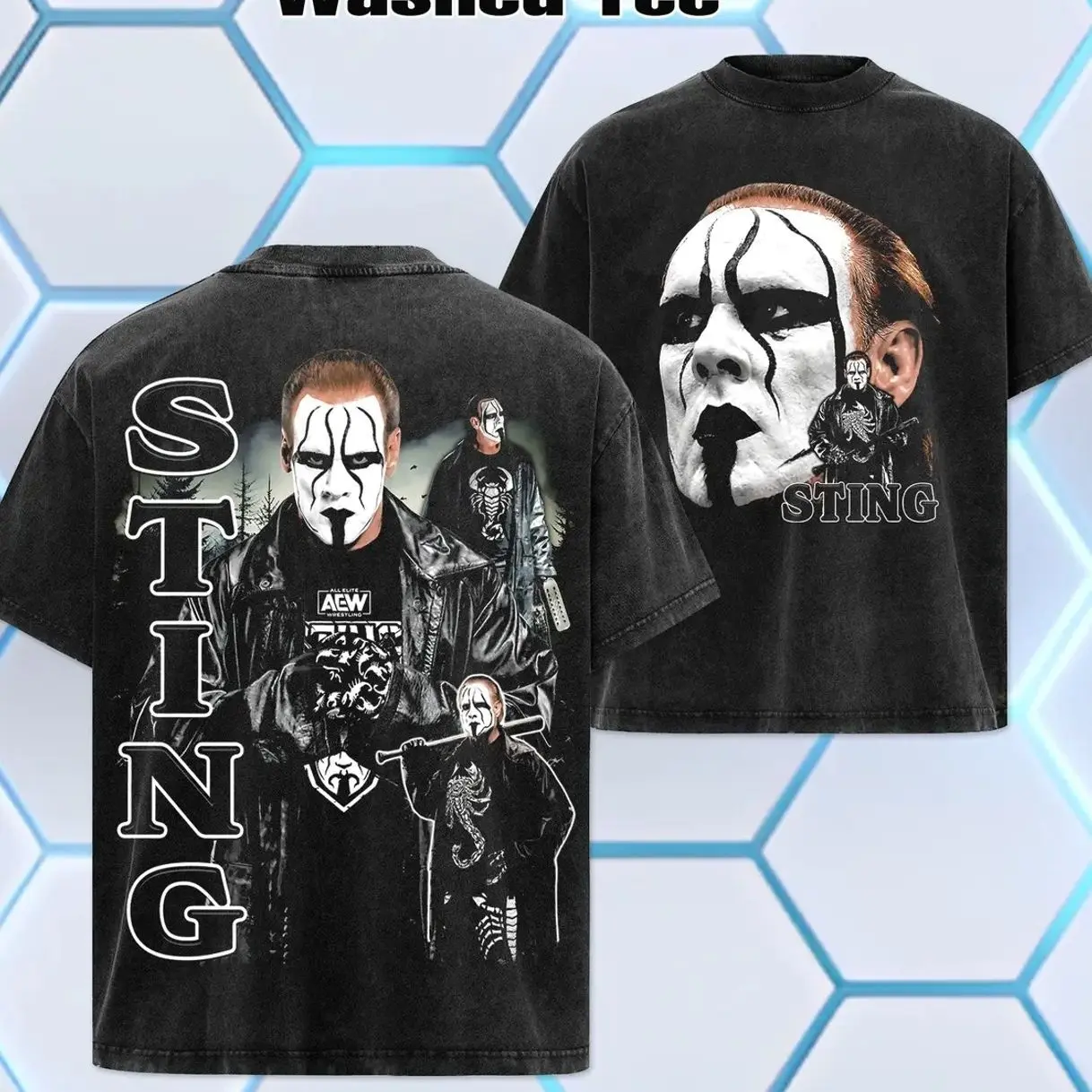 WWE 2026 - Sting Wash Tee - Unisex Tshirt - Hoodie Oversized Cotton Limited Edition US-made for Streetwear Lovers Classic Fit Premium Fabric, WWE Merch, Summer Outfits, Gift For Him Her O62