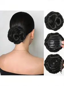 4 Inch Synthetic Fiber Claw Clip Hair Bun Extensions, Women's Fake Hair, Curly Hair Buns, Synthetic Hairpieces, Easy to Use and Stylish