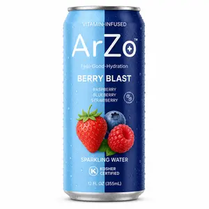 8 Pack Berry Blast Sparkling Water by ArZo Water - Organic, Zero Sugar & Calories, Vegan, Gluten-Free, Packed with Vitamins B6, C & D3, 12oz Refreshing Beverage