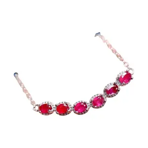 Natural Ruby Dainty Chain Necklace, Burma Ruby Necklace 3x5mm Sterling Silver