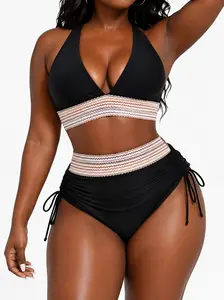 Sculpt Touch Women's High Waisted Bikini Set Tummy Control Swimsuit Adjustable Wide Straps Two Piece Bathing Suit Plus Size Swimwear