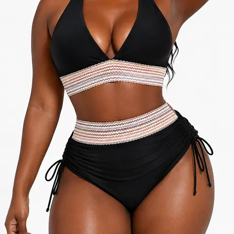 Women's 2-Piece High Waisted Bikini Set - Sculpt Touch Tummy Control Swimsuit, Adjustable Wide Straps, Plus Size Women's Swimsuits, 2 Piece Set Swimwear