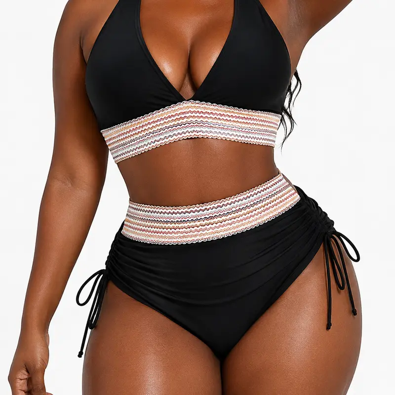 Women's 2-Piece High Waisted Bikini Set - Sculpt Touch Tummy Control Swimsuit, Adjustable Wide Straps, Plus Size Women's Swimsuits, 2 Piece Set Swimwear