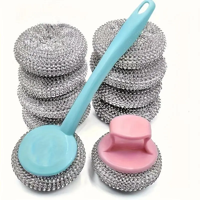 10 Pcs Nano Cleaning Sponge with Removable Handle,Includes Long and Short Handles Scratch Free Dishwasher,For Pots and Plates ﻿