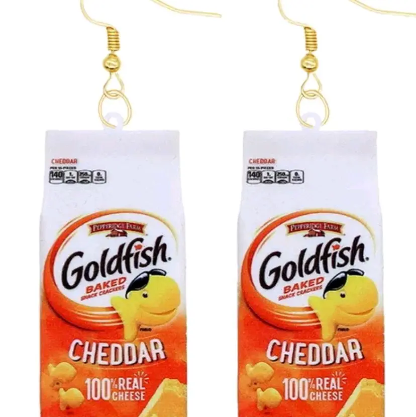 Goldfish Earrings, Food Earrings, Snack Earrings, Silly Earrings, Novelty Earrings. Funny Earrings