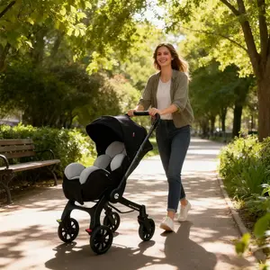 Foldable baby stroller with adjustable canopy and reversible design (forward-facing/parent-facing) - lightweight metal frame and comfortable polyester fabric, large capacity storage basket all-terrain wheels - travel-friendly baby carrier