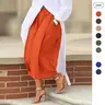 Women's Fashion Minimalist 90s Low-Loose Foldable Lantern Capri Pants - 100% Cotton, Elastic Waist Band, Laid-Back Drape, Breathable Comfort, Pockets, All-Seasons Casual Bottoms for Warm Days