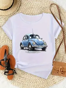 [TEA-SHOP] Womens Comfy Crew Neck Print Casual T-Shirt.