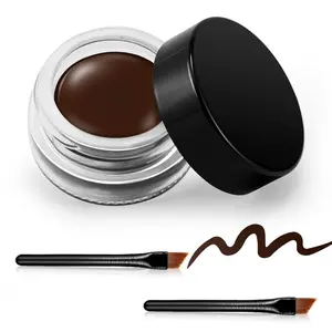 Brown Gel Eyeliner, Waterproof Cream Eyeliner Gel Pot, High-Intensity Pigments Long Lasting Smudge-Proof Eye Liner Eyebrow Makeup, Waterline Matte Eye Liner