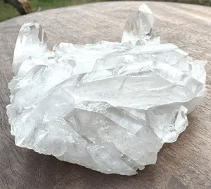 Natural Raw Quartz Crystal Cluster with Flat Quartz Matrix that perfect for home decor