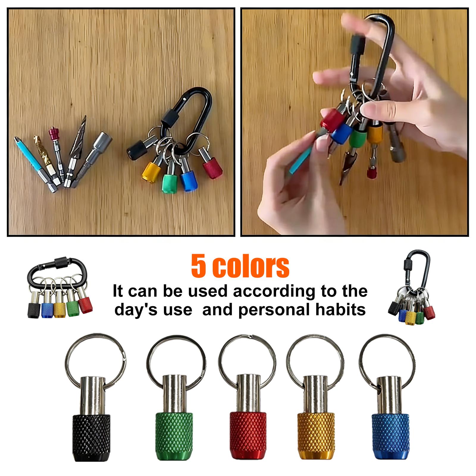 5PCS Aluminum Alloy Screwdriver Bit Holder Keychain Pendant, 1/4" Hex Quick-Release Extension Bar with Carabiner, Portable Drill Bit Organizer for DIY Hardware Tools Hanging Lightweight Hangable 5PCS Aluminum Alloy Screwdriver Bit Holder Keychain Pendant, 1/4" Hex Quick-Release Extension Bar with Carabiner, Portable Drill Bit Organizer for DIY Hardware Tools Hanging Lightweight Hangable