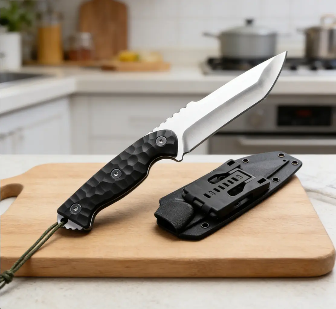 Multifunctional knife Stainless steel 5“ with Protective Sheath small tools easy carry for Outdoor Camping Hiking Kitchen Glass Breaker -Gifts for Men Women