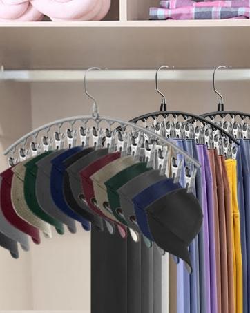 24 Pack Hangers Space Saving Magic Space Saver Hangers Black White Grey | Smart Clothes Hanger Organizer Closet Organizers and Storage for Closet Wardrobe Apartment College Dorm Room Essentials