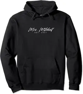 Mrs Mitchell est 2021 Wedding Personalized Wife Last Name Pullover Hoodie - Gabriellef Shop 53B0CP9Y77VH