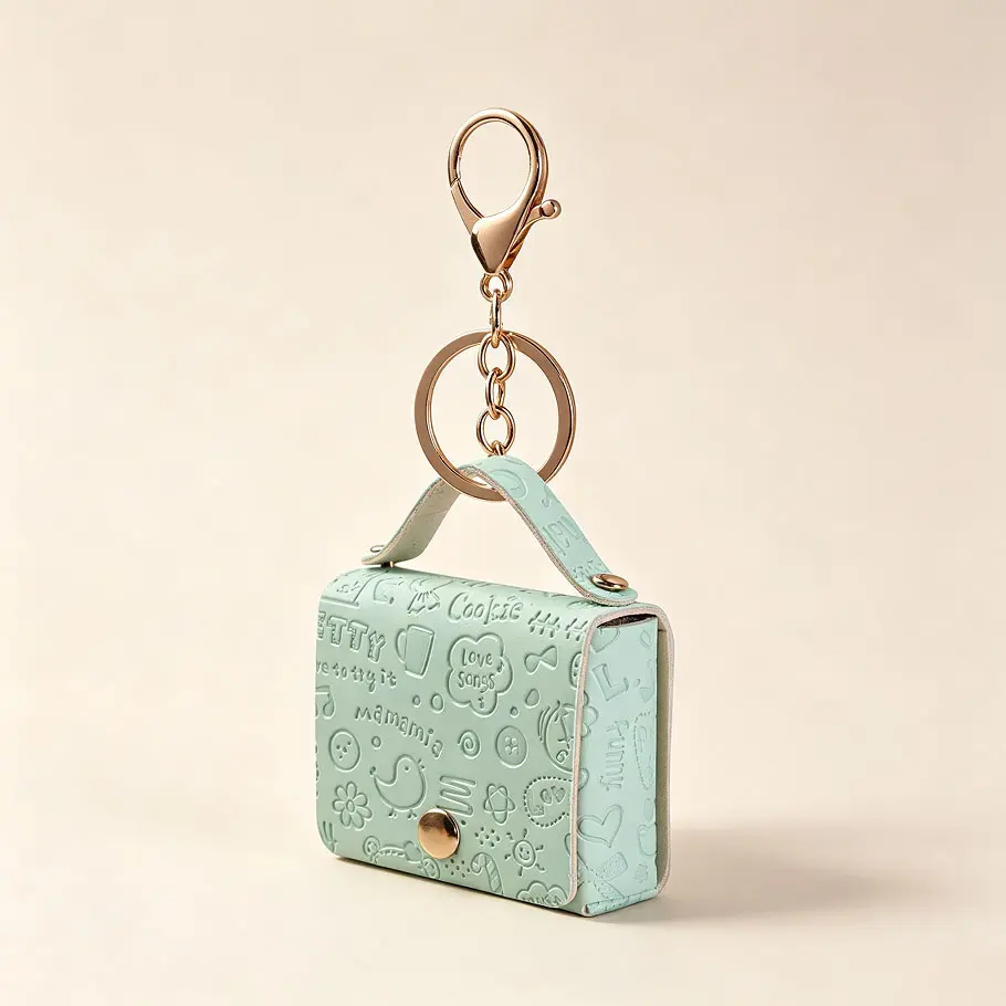 Printed Bag Keychain Green