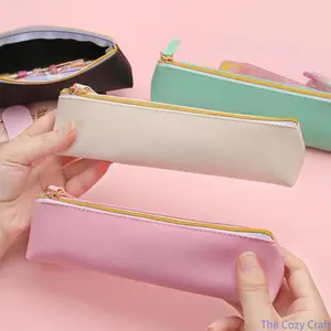 PU Leather Pencil Case Pouch, Large Capacity Pen Organizer for School & Office, Minimalist Zipper Pencil Pouch, Durable Stationery Storage Bag for Students, Travel & Everyday Use