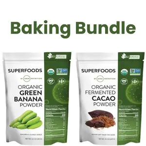 【Baking Bundle】 Organic Green Banana Powder + Organic Fermented Cacao Powder | High Fiber Flour Alternative, Antioxidant Superfood, Prebiotic Baking Mix Bundle