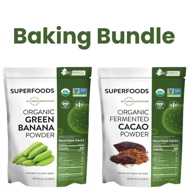 【Baking Bundle】 Organic Green Banana Powder + Organic Fermented Cacao Powder | High Fiber Flour Alternative, Antioxidant Superfood, Prebiotic Baking Mix Bundle