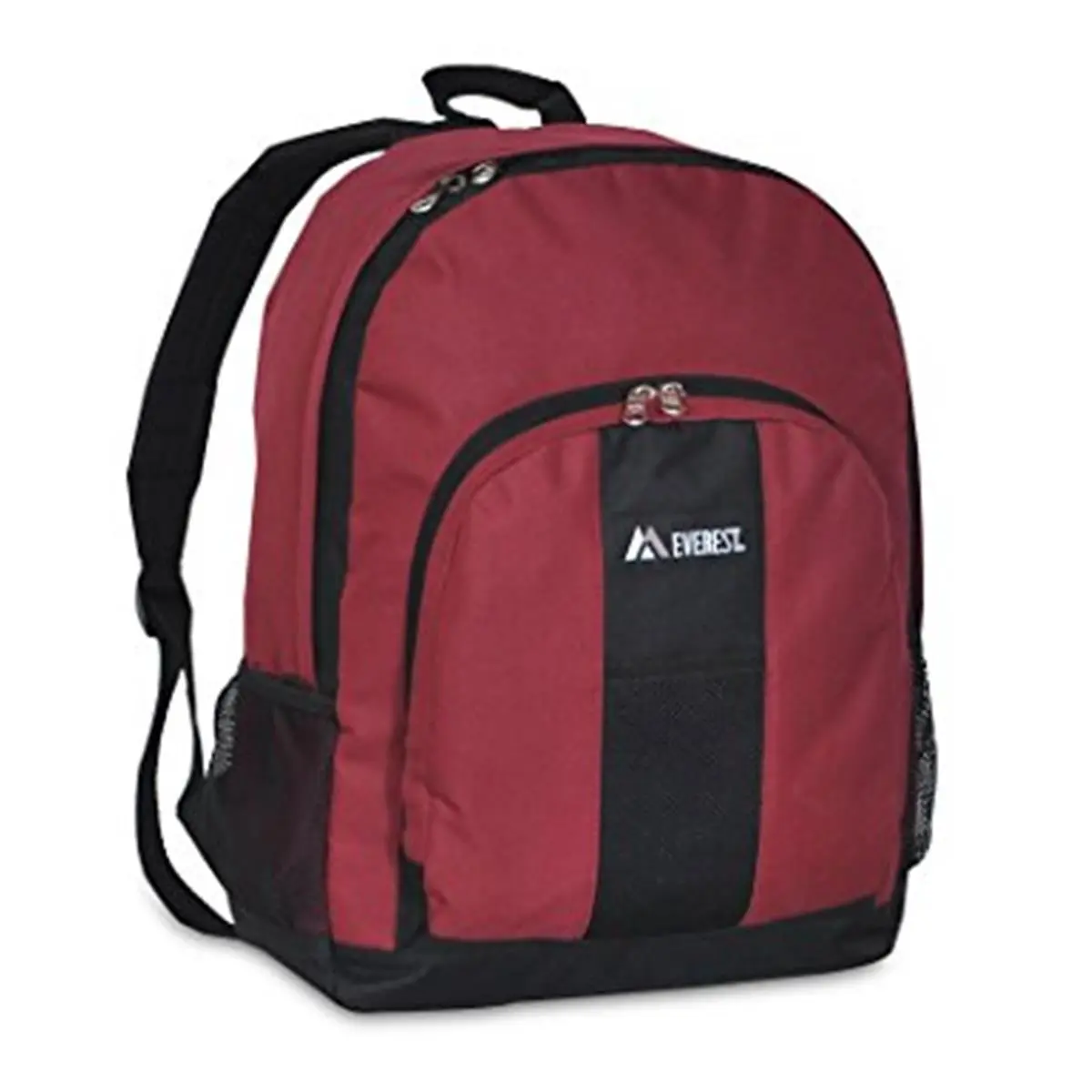 212 MAIN Everest Colorblock Mesh Backpack - Multiple Front and Side Pockets, Casual Daypack for Students, Functional Luggage Bag - Burgundy & Black, Mesh Backpacks