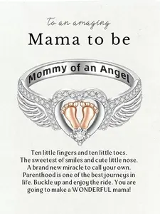 Mom Angel Ring, Elegant Stainless Steel Jewelry Gift for Mothers, Personalized Engraved Daily Accessory, Fashionable Women's Ring