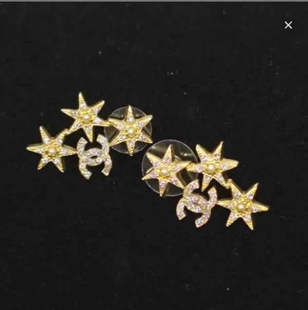Pre-owned Chanel Double C Stud Earrings with Diamonds（SZS 21076）