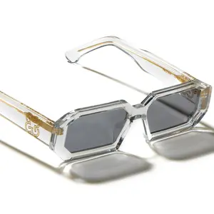 NOVA Transparent Grey Single-Lens Sunglasses with GORDELLE Emblem, Made in Italy