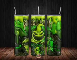 20oz Oogie Boogey Nightmare before Christmas Skinny Tumbler with Straw and Lid - Stainless Steel - Drinkware, Bottle Water Bottles Cup sublimation tumbler Metal Plastic